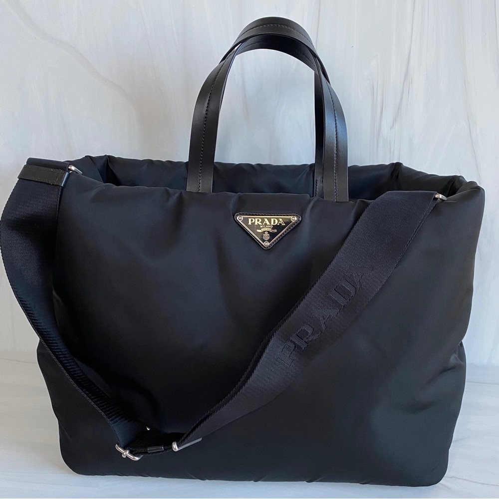 Prada Padded Puffer Nylon Tote Bag Black